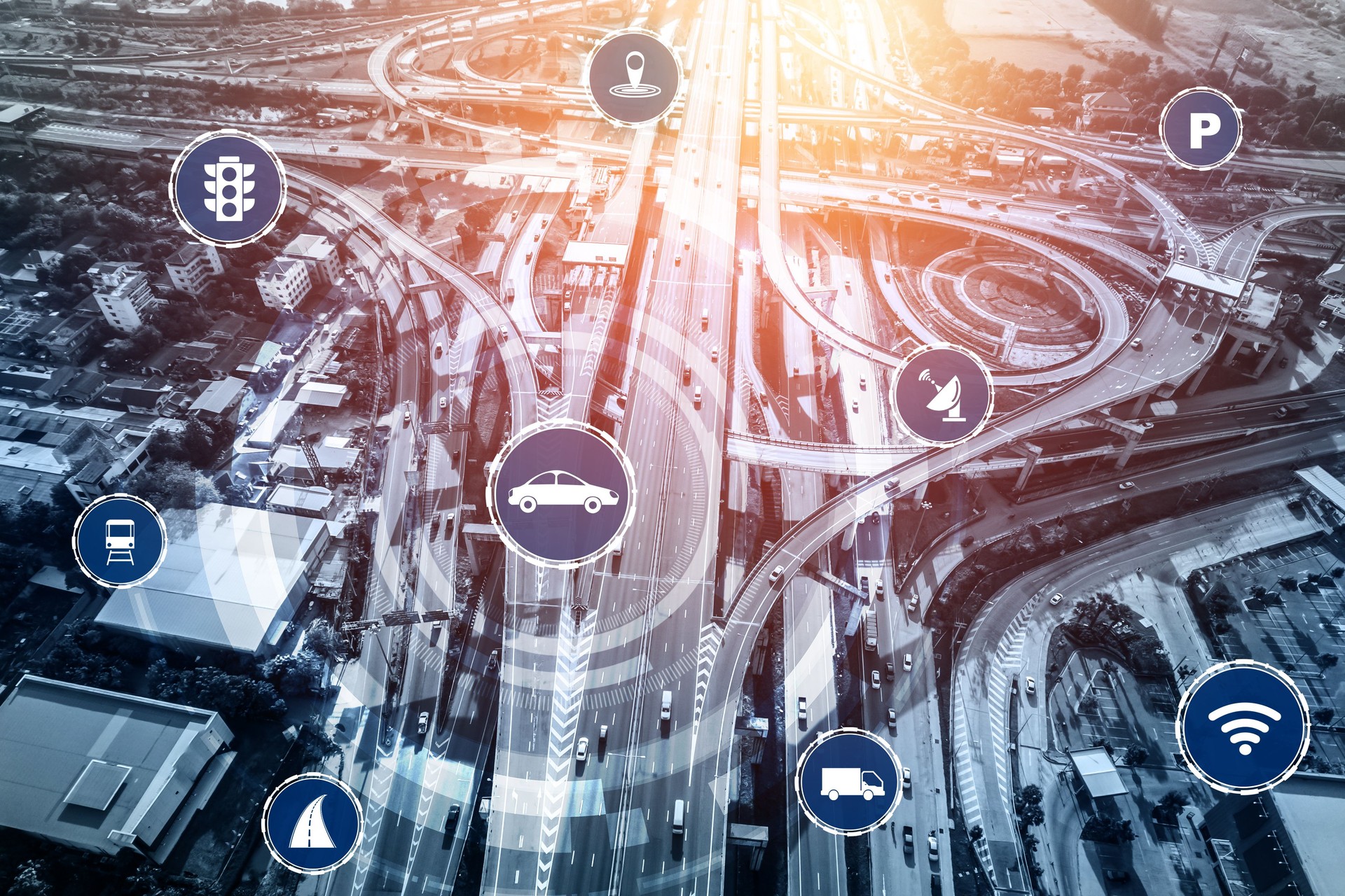 Concept de technologie de transport intelligent pour le trafic automobile futur sur route