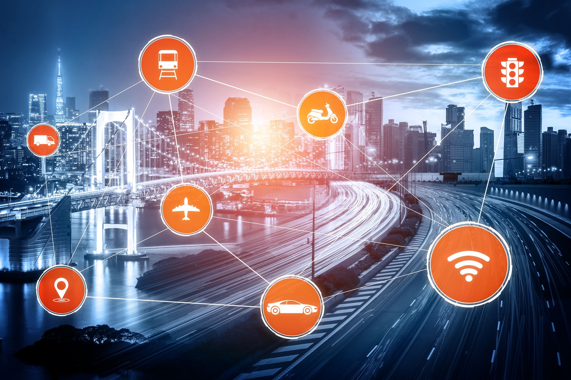 Concept de technologie de transport intelligent pour le trafic automobile futur sur route
